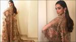 Deepika Padukone in this floral Sabyasachi sari with a matching trail looks like a dream