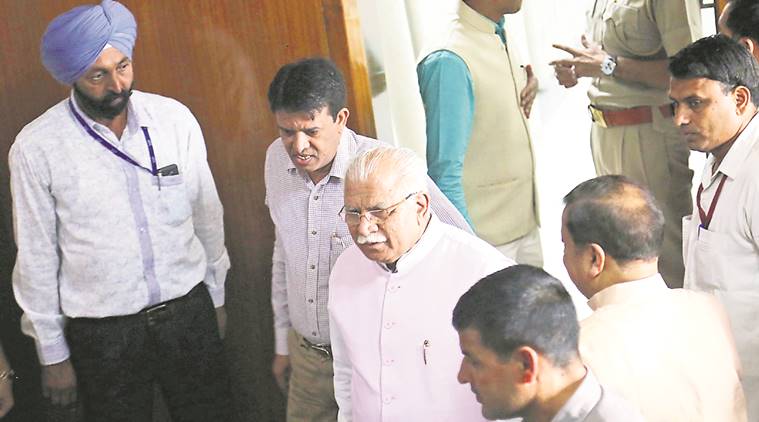 Haryana government, Haryana government projects, Haryana land for government projects, Haryana Consolidation of Project Land Bill, Haryana BJP, Manohar Lal Khattar, indian express news 