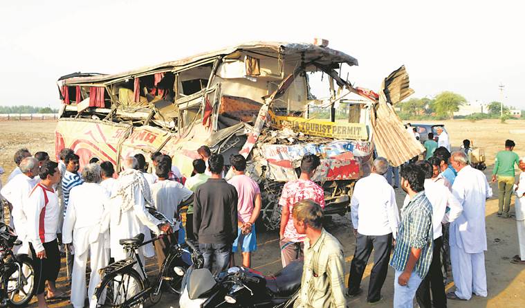 bus accident, jhajjar bus accident, haryana bus accident, bus accident death, haryana news, indian express news