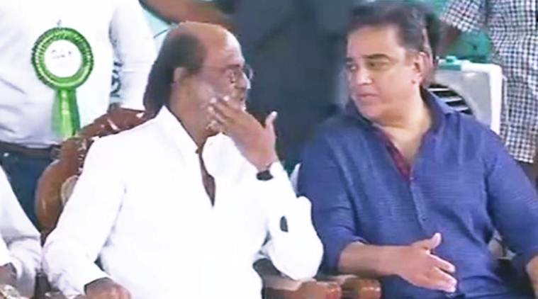 Rajinikanth, Kamal Haasan, O Panneerselvam, E Palaniswami, Sivaji ganesan memorial, Rajinikanth politics, Kamal Haasan politics, indian express news