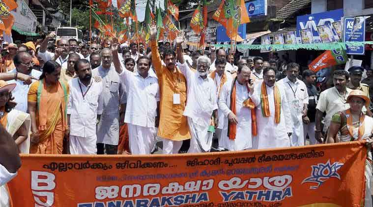 bjp, bjp in kerala, janraksha yatra, kerala political violence, cpi (m), rss, kummanam rajasekharan, che guevara, bjo sloganeering, amit shah in kerala, latest news, indian express
