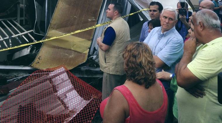 mike pence puerto rico, mike pence visits puerto rico, mike pence hurricane maria stricken, hurricane maria mike pence, indian express news