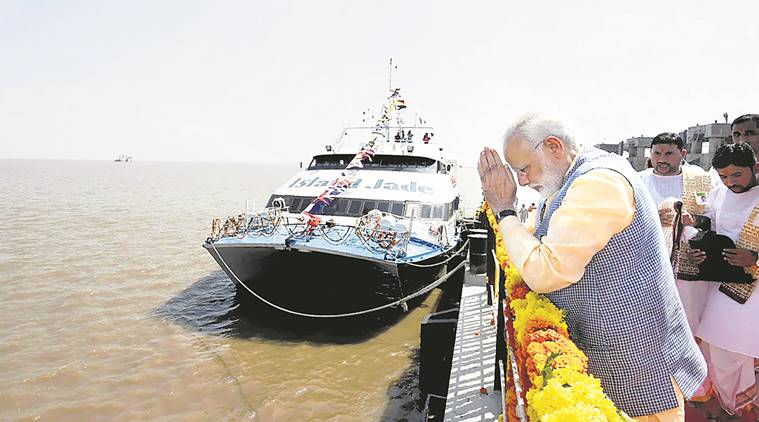  Ghogha-Dahej ro-ro service, ro-ro ferry service, Narendra Modi, Gujarat Assembly Elections 2017, BJP, Gujarat ferry service, India news, Indian Express