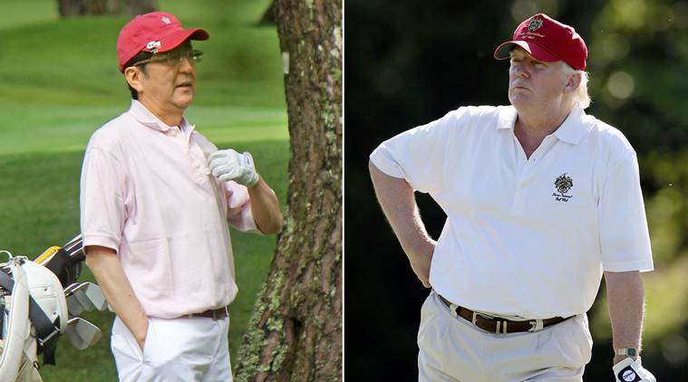 Hideki Matsuyama, Golf, donald trump, Shinzo Abe, Trump Japan visit, Japan golf player, japanese golf player, Japan, world news, indian express news