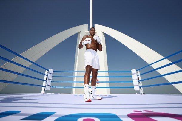 Breathtaking pictures of Anthony Joshua training on top of Burj Al Arab