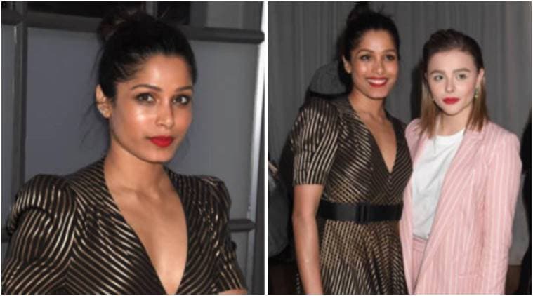 Freida Pinto, Freida Pinto fashion, Freida Pinto news, Freida Pinto latest photos, Freida Pinto style, Freida Pinto at forver mark event, Freida Pinto in bottega venata, bottega veneta, celeb fashion, bollywood fashion, indian express, indian express news