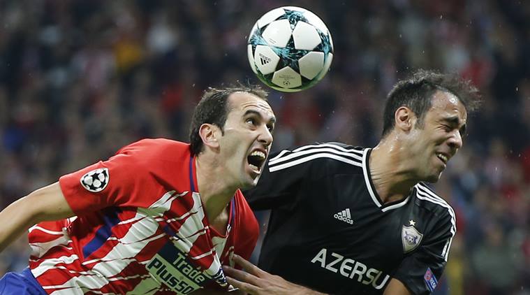Diego Godin, godin, atletico madrid, Qarabag, champions league, football, sports news, indian express
