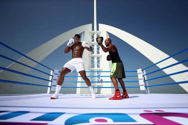 Breathtaking pictures of Anthony Joshua training on top of Burj Al Arab
