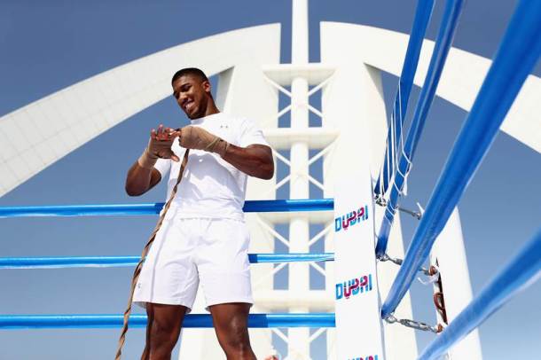 Breathtaking pictures of Anthony Joshua training on top of Burj Al Arab