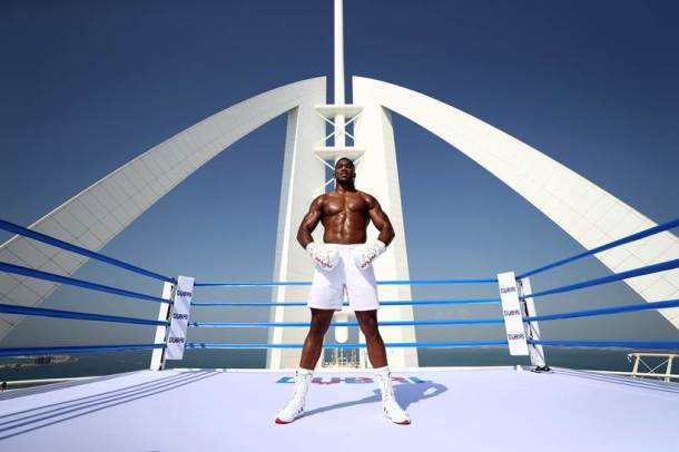Breathtaking pictures of Anthony Joshua training on top of Burj Al Arab