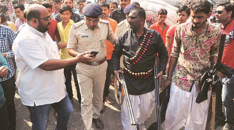 gst protests, gabbar singh tax, sholay, surat congressmen rifles, Gabbar Singh Tax, surat congress, gujarat assembly elections 2017, Rahul gandhi, congress