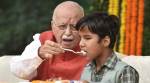 On 90th birthday: L K Advani with family and books