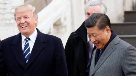 Image result for Trump lands in China for talks with Xi amid N Korea tensions