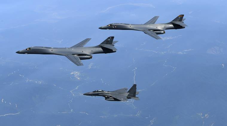 US bomber jets, South Korea, North Korea missile launch, Donald Trump, World news, Indian Express