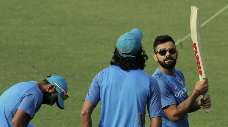 Virat Kohli during a practice session at Eden Gardens