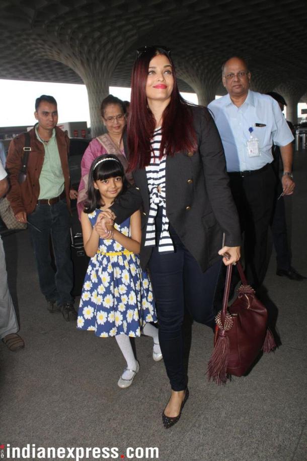 aishwarya rai bachchan and aradhya bachchan at airport