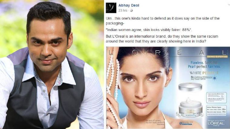 Abhay Deol wrote about actors for endorsing fairness products.
