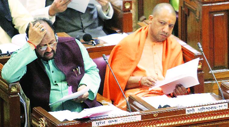 Chief Minister Yogi Adityanath in the Assembly, in Lucknow on Monday. Express