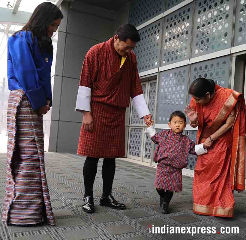 sushma swaraj with bhutan royal family