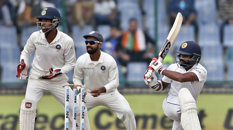 Niroshan Dickwella bats during the fifth day of third Test against India in Delhi