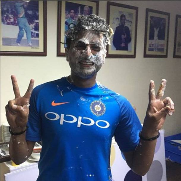 'Nobody spared' as team India celebrate Kuldeep Yadav, Bharat Arun's birthday
