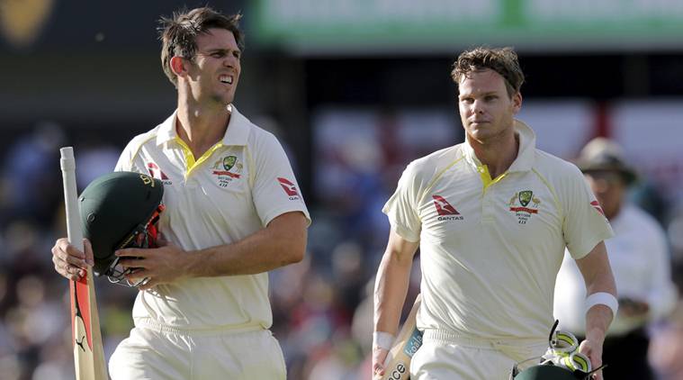 Ashes 2017, Steve Smith, Smith double hundred, Mitchell Marsh, Australia vs England, Aus vs Eng, WACA, Cricket news, Indian Express