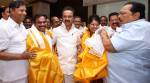 Acquitted in 2G case, A Raja and Kanimozhi welcomed by M K Stalin in Chennai
