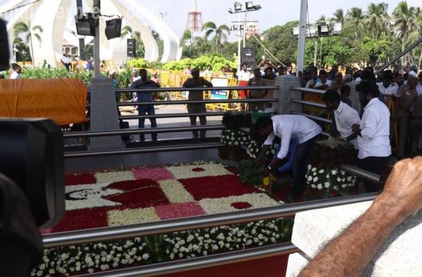 Puratchi Thalapathi visits memorials of late leaders before filing nomination