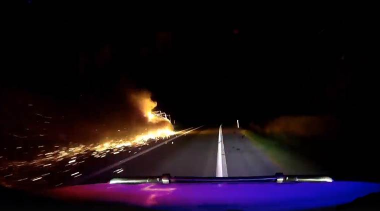 fully ablaze trailer driven along Bruce highway, burning truck, burning trailer video, viral video