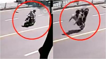 VIDEO: Family of 3 on a scooter have a serious accident, but that’s not the end