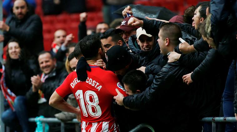 Diego Costa was sent off for Atletico Madrid against Getafe