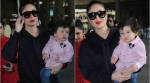 Classy in blue and cute in stripes: Kareena and Taimur grab all the attention at the airport