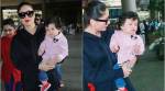 Taimur Ali Khan is all cuddled up in mommy Kareena Kapoor Khan's arms while returning from Swiss vacations, see photos