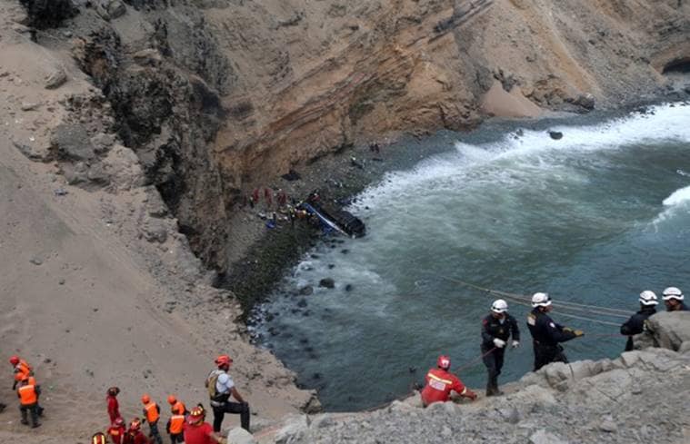 Peru accident, Peru bus accident, Peru accident death toll, Lima bus accident, Devil's Curve, Peru road accident, Indian Express, World News