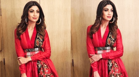 Shilpa Shetty mixes it up in a ‘suited sari’, but there’s more confusion than fusion