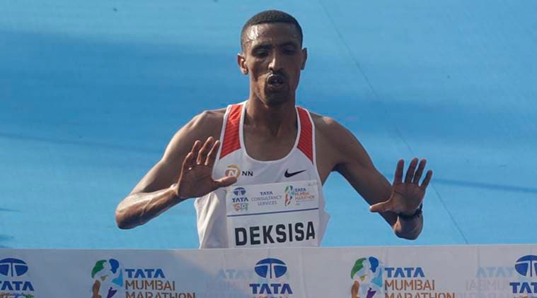 Solomon Deksisa crossed the finish line first at the Mumbai Marathon