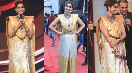 Sonam Kapoor rocks ethno-metallic in this beautiful Hemang Agrawal sari