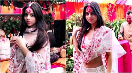Suhana Khan’s floral lehenga is a beauty, but her maang-tikka is a dampner