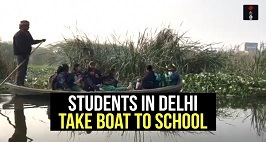Students In Delhi Take Boat To School