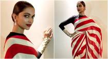 Deepika Padukone's candy-striped Sabyasachi sari look is quirky, but a big letdown