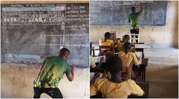 Netizens Applaud Ghana Teacher Who Drew Ms Word On Blackboard For 