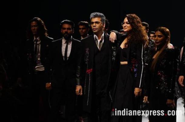 karan johar and sonakshi sinha at lakme fashion week