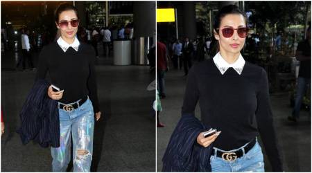 Malaika Arora shows us different ways to style holographic denims this spring; see pics