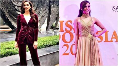 Manushi Chhillar in a golden gown or velvet pantsuit: Which look do you prefer?
