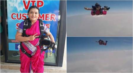 VIDEO: In a first, Pune woman skydives wearing a Nauvari sari and it's worth a watch