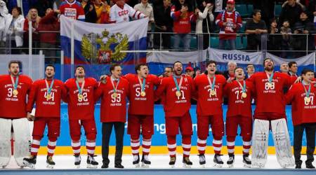 Winter Olympics 2018: Russians sing banned national anthem after beating Germany to gold in men’s ice hockey