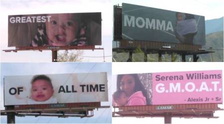 Tennis star Serena Williams LOVES this AWESOME billboard surprise from husband and daughter!