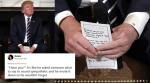 Donald Trump's 'I hear you' tip card during listening sessions with Florida shooting survivors angers Twitterati
