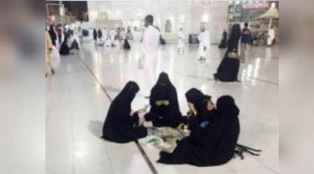 Photo of four women in hijab playing board games at Khana-e-Kaaba has gone viral