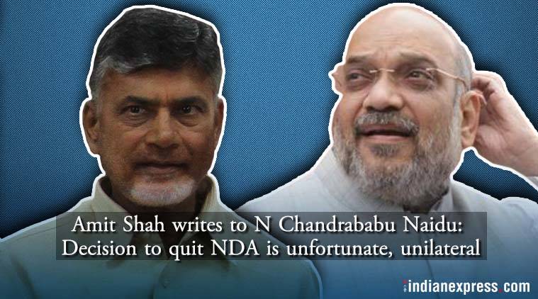 amit shah, chandrababu naidu, tdp, bjp president, amit shah letter, nda alliance, andhra, indian express